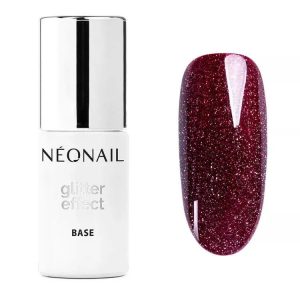 Gél lakk - NeoNail base Glitter effect Burgundy Shine 7,2ml